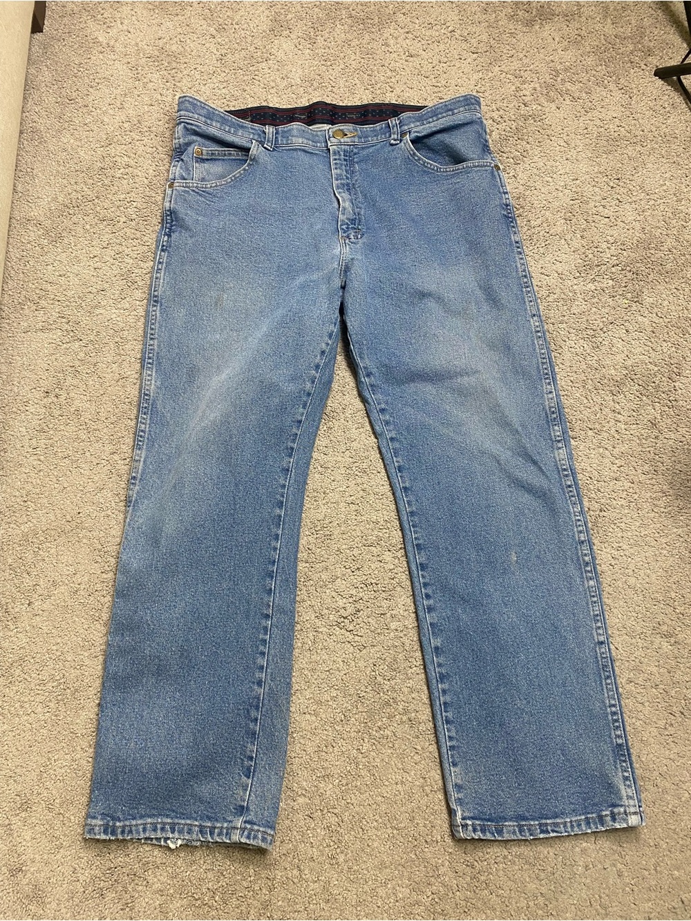 Wrangler Men's Straight Jeans in Blue Denim 36x29 Comfort Flex Waist